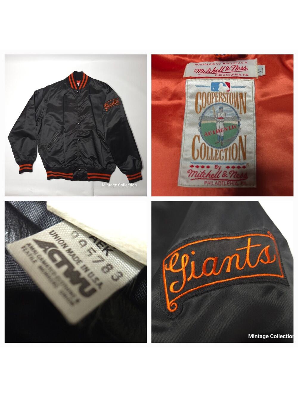 VINTAGE MITCHELL & NESS COOPERSTOWN COLLECTION SF NY GIANTS UNION MADE IN USA XL